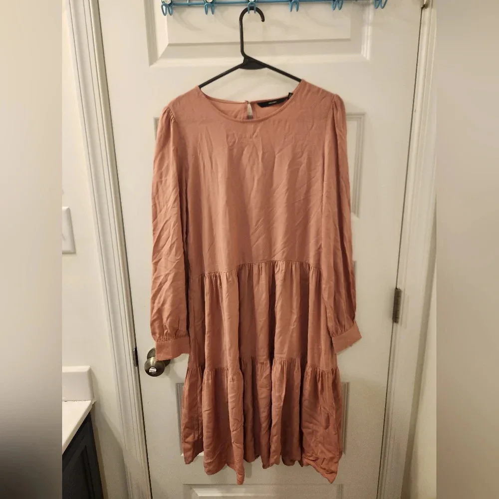 Vera Moda Long Sleeve Maxi Dress Boho Size M Keyhole Back #V517